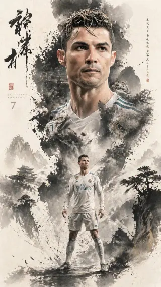 水墨双重曝光人物海报