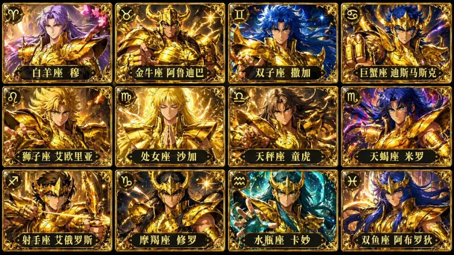 十二黄金圣斗士卡牌合集 - 其他应用场景提示词案例